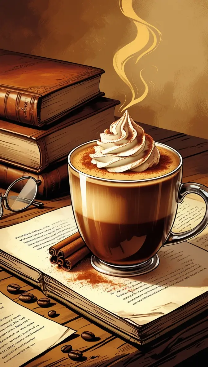 Classic Butter Coffee Loophole recipe with whipped cream and cinnamon served alongside vintage books and cinnamon sticks